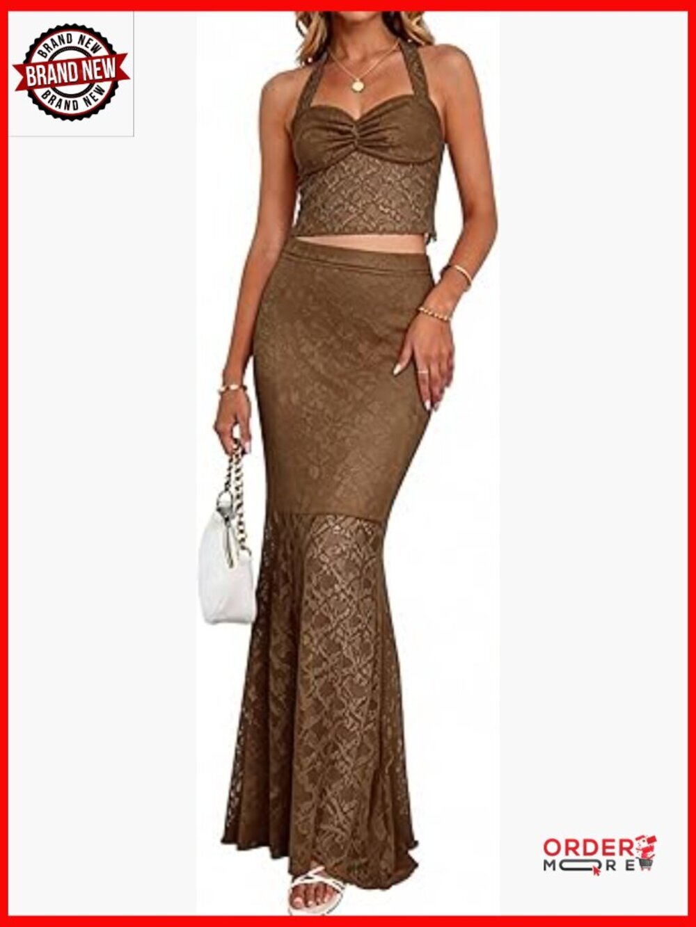Two Piece Going Out Outfits Twist Front Halter Cami Top and Skirt Set Summer